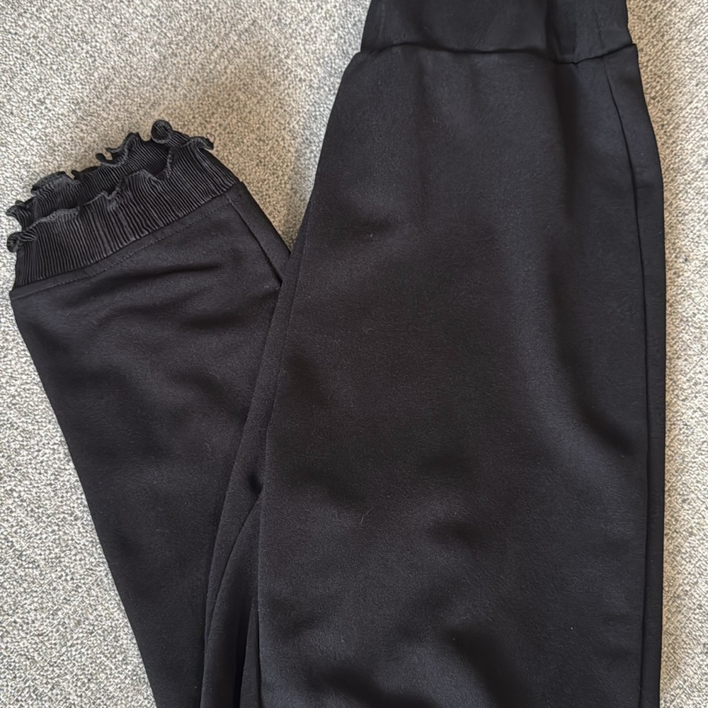 Black Ruffled Cuff Jogger Pants